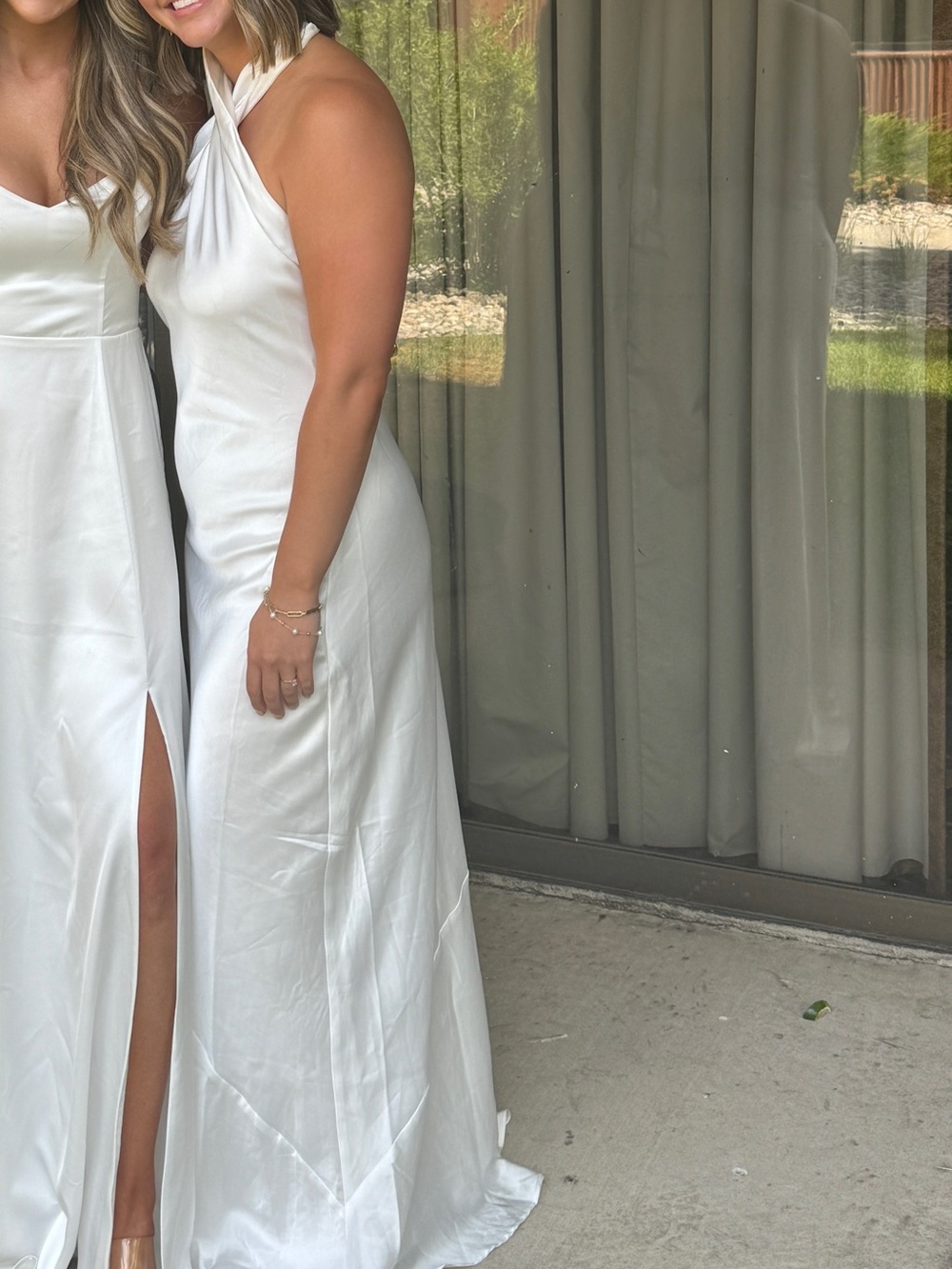 Show Me Your Mumu White Satin Maxi Halter Dress
